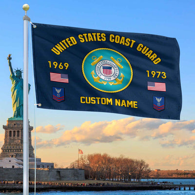 Premium Custom USCG Grommet Flag, Gifts For Coast Guard Veteran, Best Gifts On Father's Day, Armed Forces Day, Independence Day, Veterans Day.