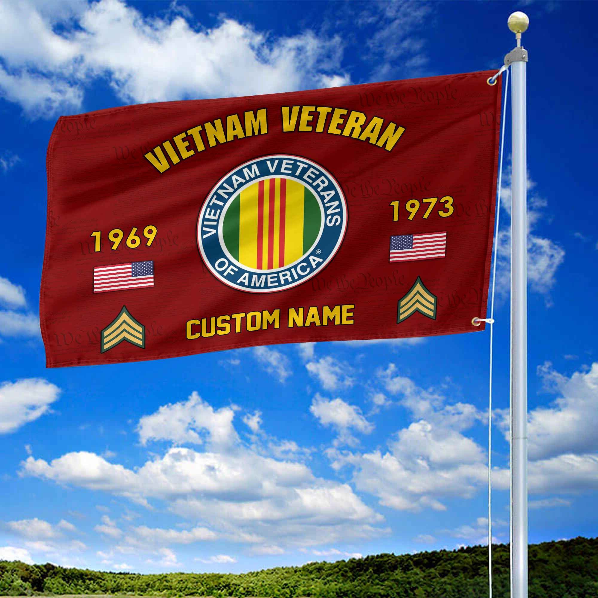 Premium Custom Vietnam Veteran Grommet Flag, Gifts For Vietnam Veteran, Best Gifts On Father's Day, Armed Forces Day, Independence Day, Veterans Day.