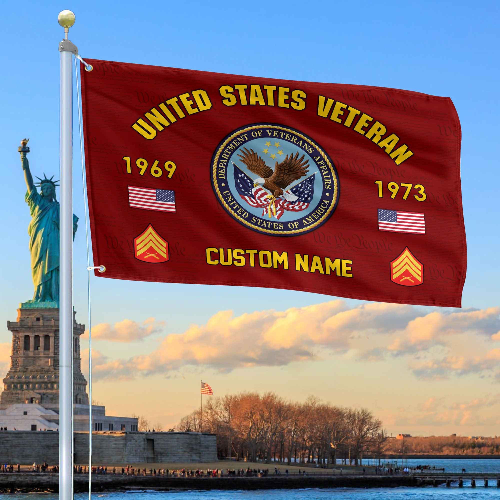 Premium Custom US Veteran Grommet Flag, Gifts For US Veteran, Best Gifts On Father's Day, Armed Forces Day, Independence Day, Veterans Day.