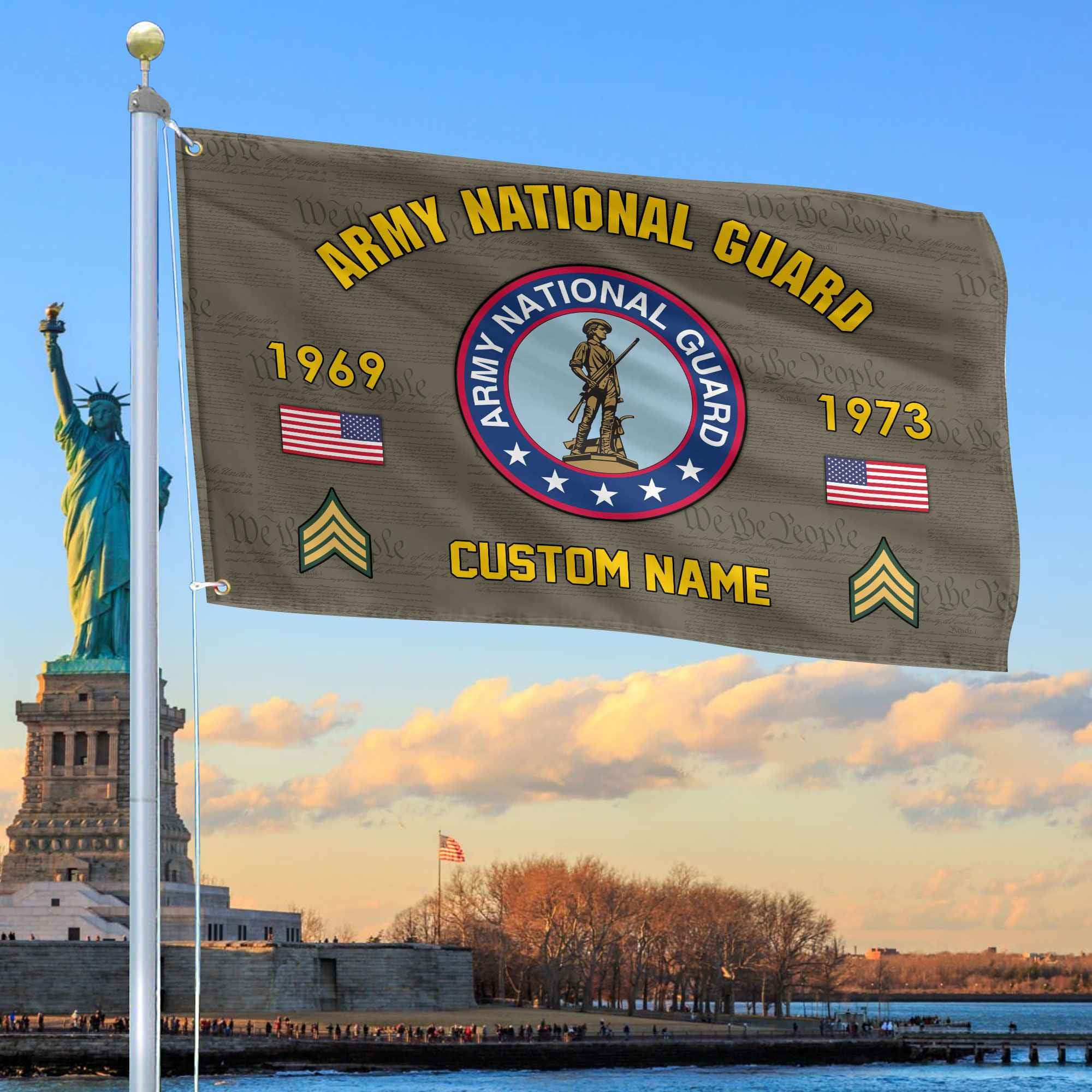 Premium Custom US Army National Guard Grommet Flag, Gifts For Army National Guard Veteran, Best Gifts On Father's Day, Armed Forces Day, Independence Day, Veterans Day.