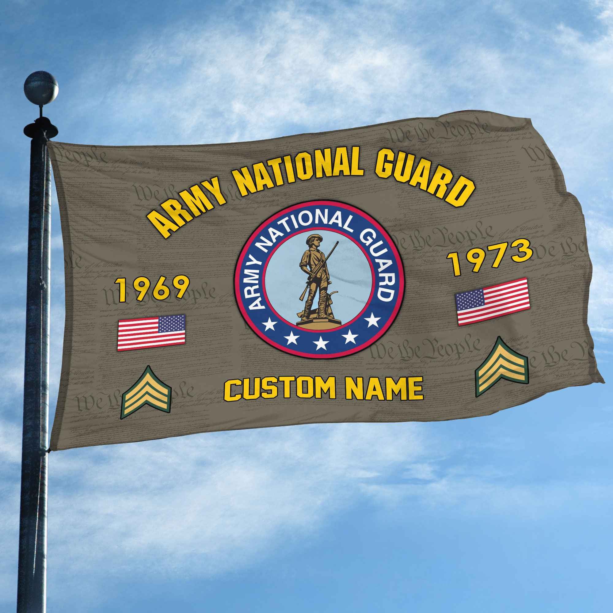 Premium Custom US Army National Guard Grommet Flag, Gifts For Army National Guard Veteran, Best Gifts On Father's Day, Armed Forces Day, Independence Day, Veterans Day.
