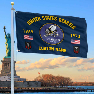 Premium Custom US Seabees Grommet Flag, Gifts For Seabees Veteran, Best Gifts On Father's Day, Armed Forces Day, Independence Day, Veterans Day.