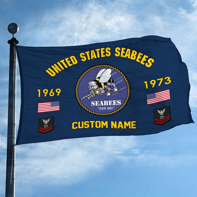 Premium Custom US Seabees Grommet Flag, Gifts For Seabees Veteran, Best Gifts On Father's Day, Armed Forces Day, Independence Day, Veterans Day.