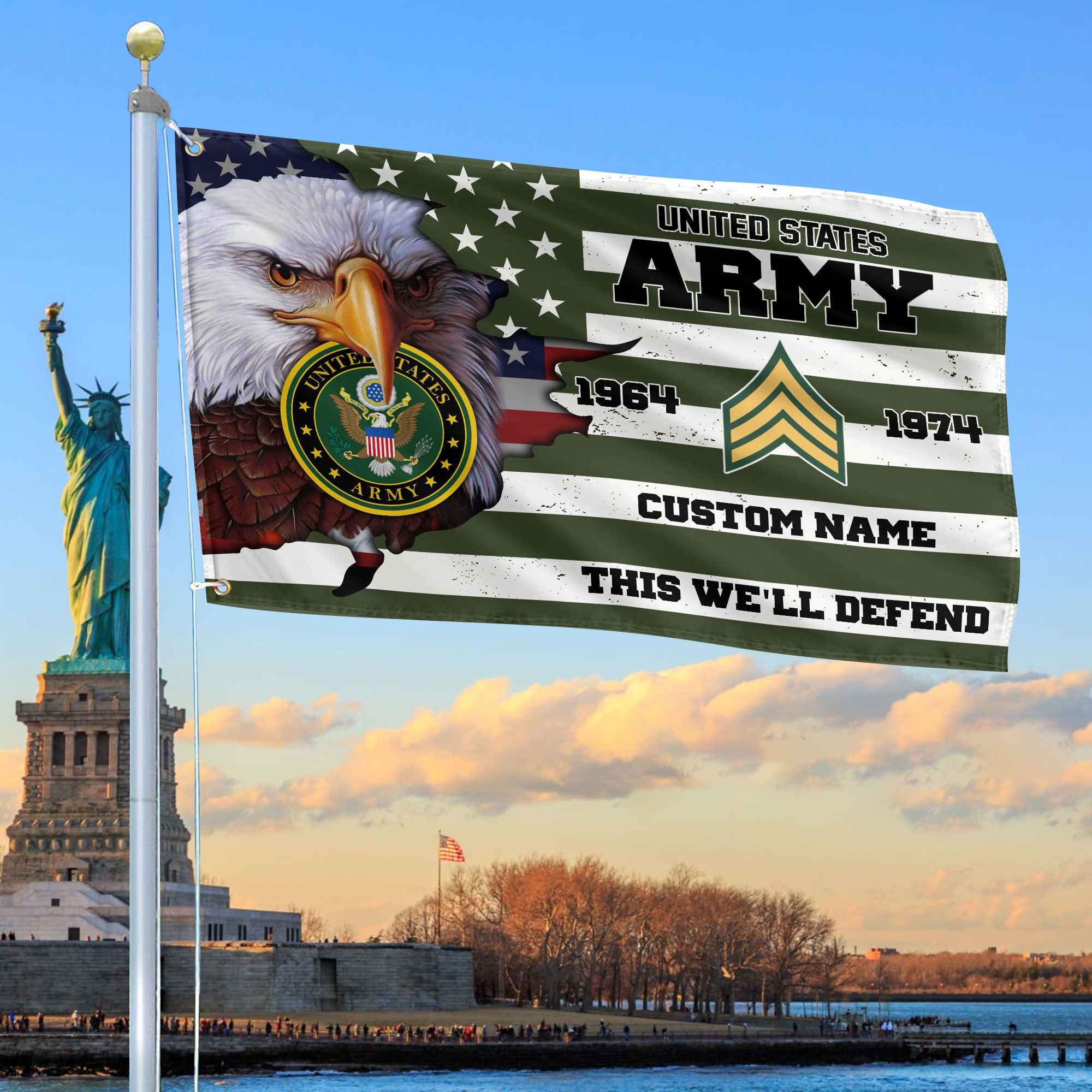 Premium Custom US Army Grommet Flag, Gifts For Army Veteran, Best Gifts On Father's Day, Armed Forces Day, Independence Day, Veterans Day.