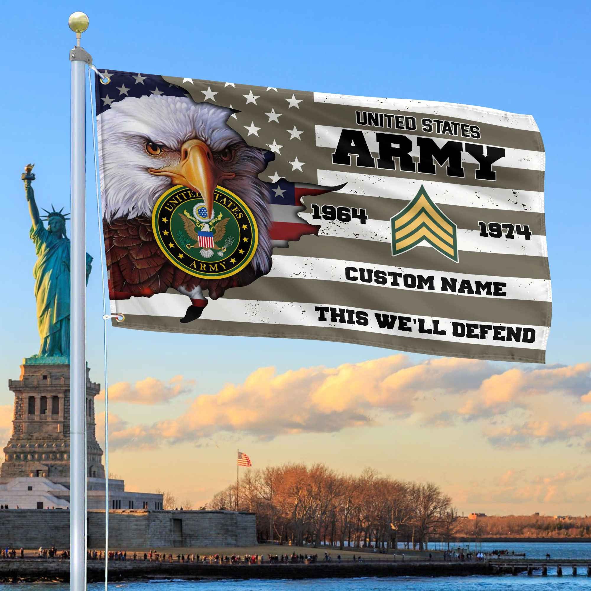 Premium Custom US Army Grommet Flag, Gifts For Army Veteran, Best Gifts On Father's Day, Armed Forces Day, Independence Day, Veterans Day.