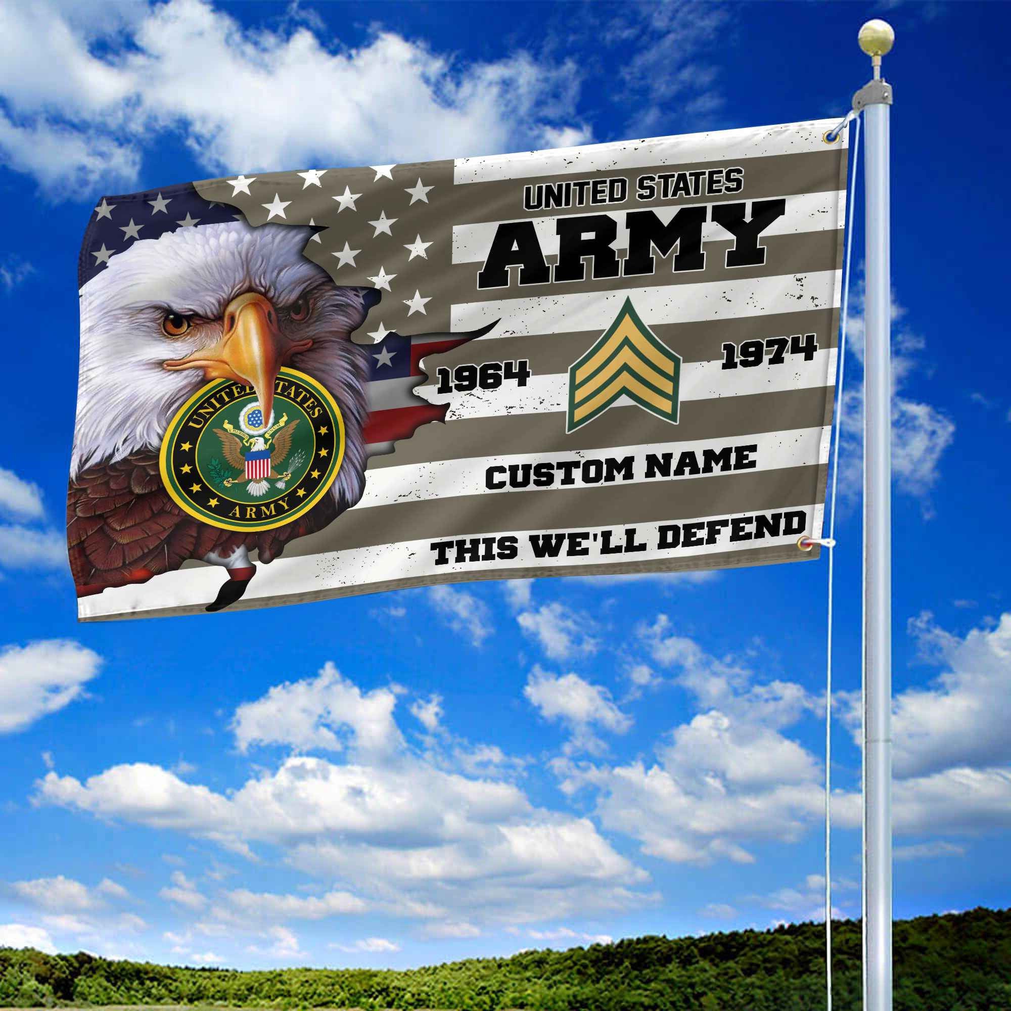 Premium Custom US Army Grommet Flag, Gifts For Army Veteran, Best Gifts On Father's Day, Armed Forces Day, Independence Day, Veterans Day.
