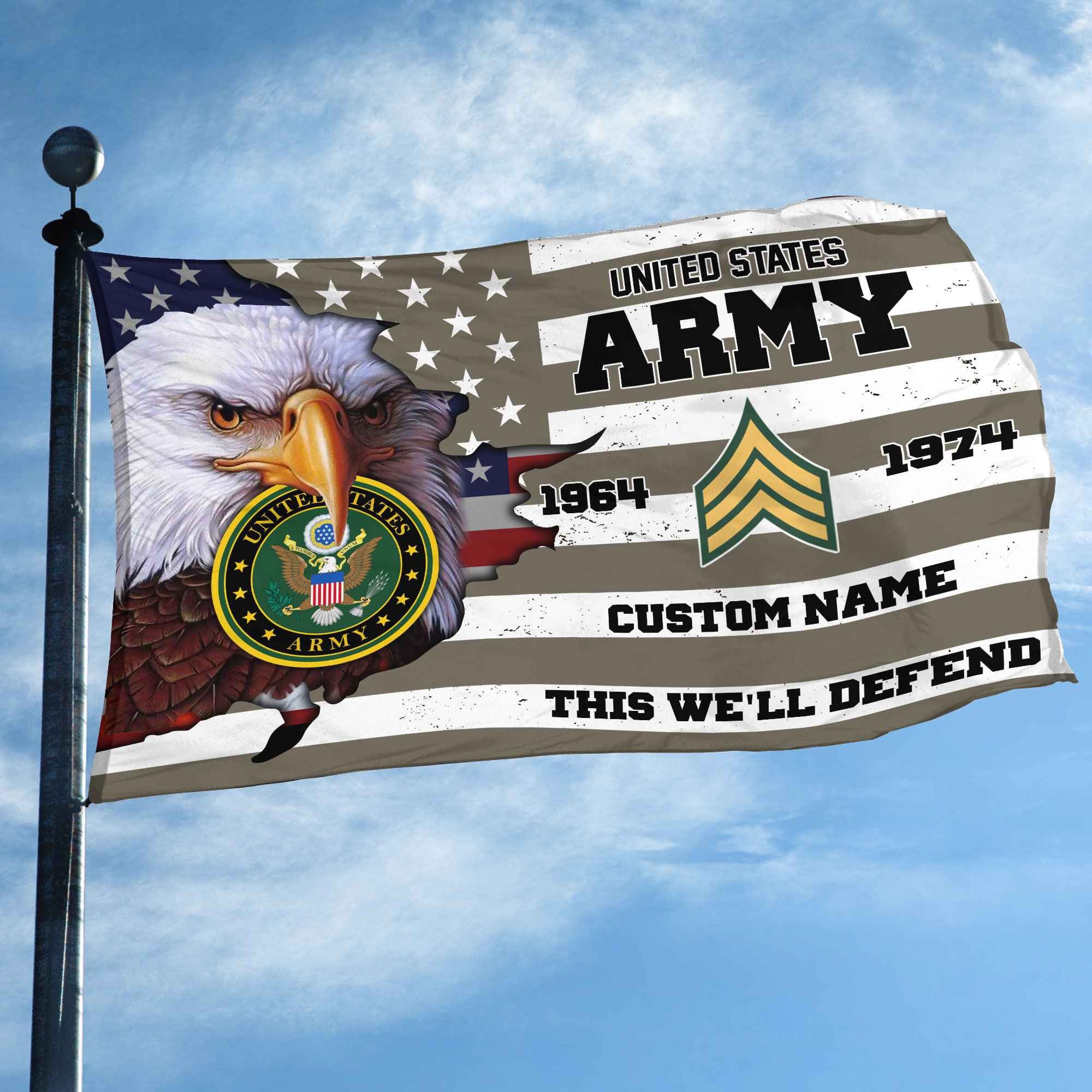Premium Custom US Army Grommet Flag, Gifts For Army Veteran, Best Gifts On Father's Day, Armed Forces Day, Independence Day, Veterans Day.