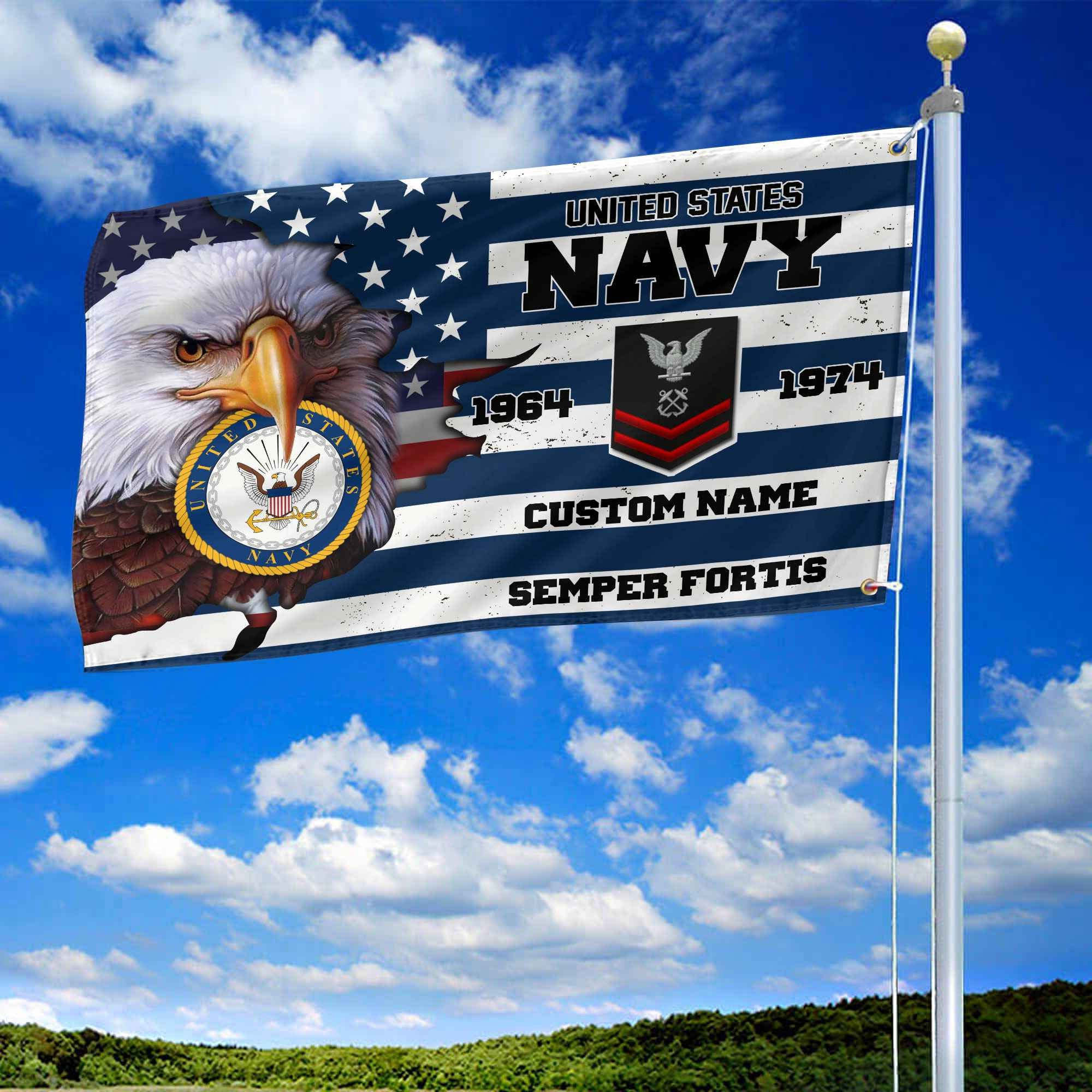 Premium Custom US Navy Grommet Flag, Gifts For Navy Veteran, Best Gifts On Father's Day, Armed Forces Day, Independence Day, Veterans Day.