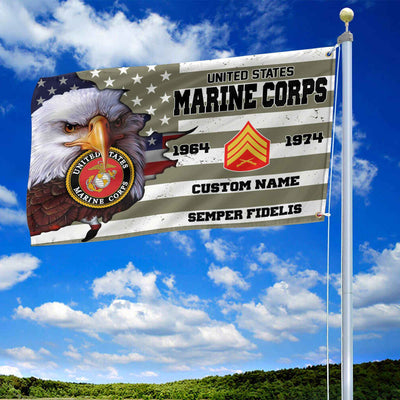 Premium Custom USMC Grommet Flag, Gifts For Marine Veteran, Best Gifts On Father's Day, Armed Forces Day, Independence Day, Veterans Day.