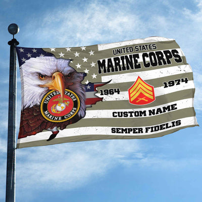 Premium Custom USMC Grommet Flag, Gifts For Marine Veteran, Best Gifts On Father's Day, Armed Forces Day, Independence Day, Veterans Day.