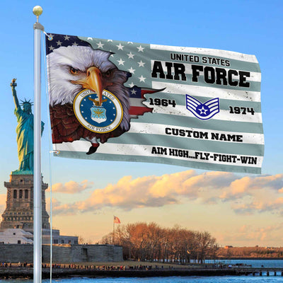 Premium Custom USAF Grommet Flag, Gifts For Air Force Veteran, Best Gifts On Father's Day, Armed Forces Day, Independence Day, Veterans Day.