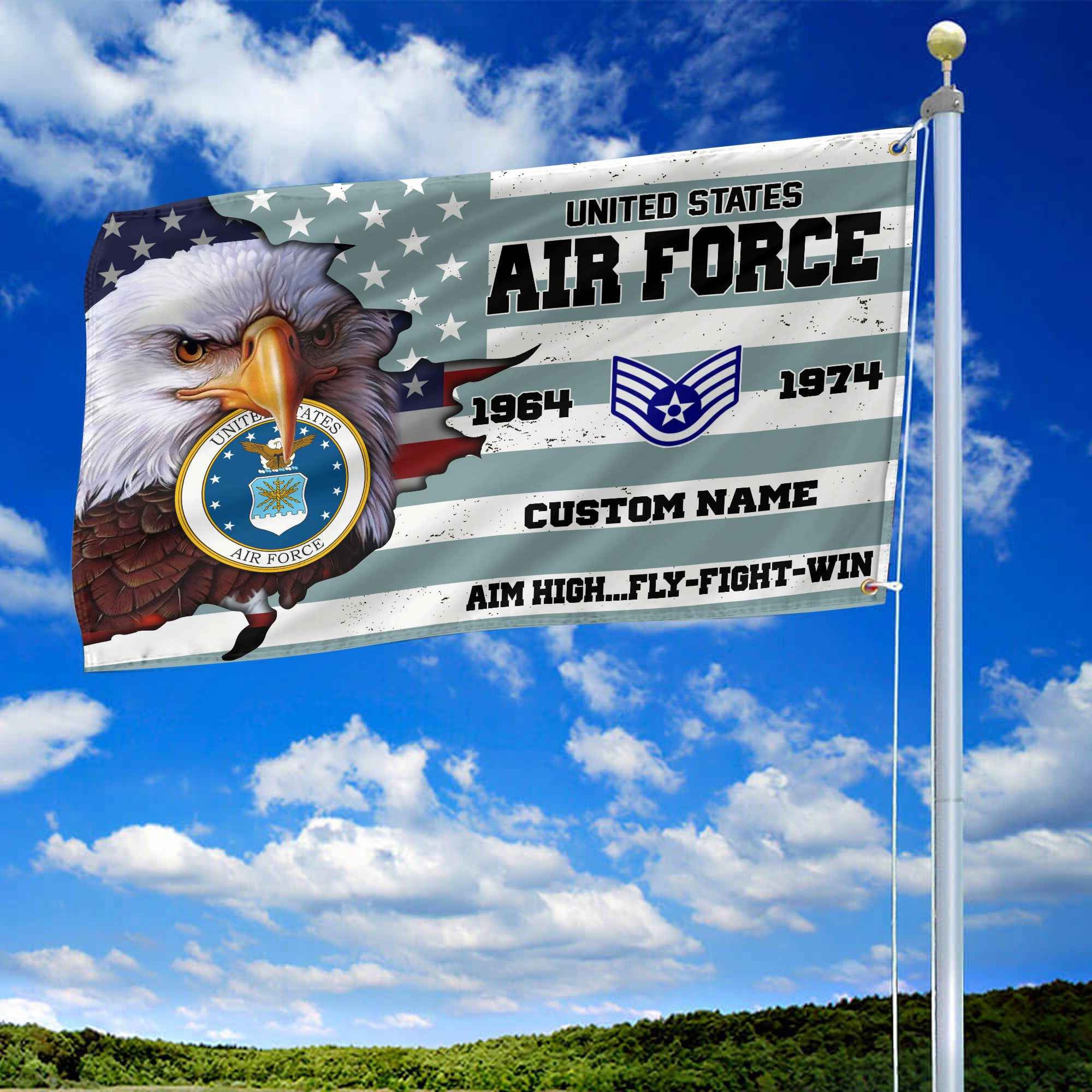 Premium Custom USAF Grommet Flag, Gifts For Air Force Veteran, Best Gifts On Father's Day, Armed Forces Day, Independence Day, Veterans Day.