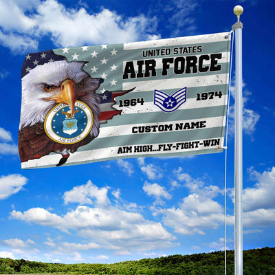 Premium Custom USAF Grommet Flag, Gifts For Air Force Veteran, Best Gifts On Father's Day, Armed Forces Day, Independence Day, Veterans Day.