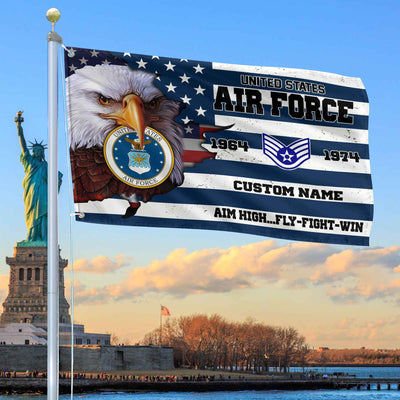 Premium Custom USAF Grommet Flag, Gifts For Air Force Veteran, Best Gifts On Father's Day, Armed Forces Day, Independence Day, Veterans Day.