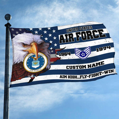 Premium Custom USAF Grommet Flag, Gifts For Air Force Veteran, Best Gifts On Father's Day, Armed Forces Day, Independence Day, Veterans Day.
