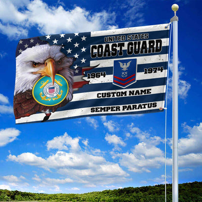 Premium Custom USCG Grommet Flag, Gifts For Coast Guard Veteran, Best Gifts On Father's Day, Armed Forces Day, Independence Day, Veterans Day.
