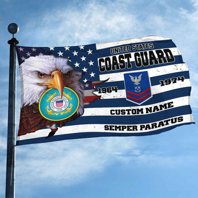 Premium Custom USCG Grommet Flag, Gifts For Coast Guard Veteran, Best Gifts On Father's Day, Armed Forces Day, Independence Day, Veterans Day.