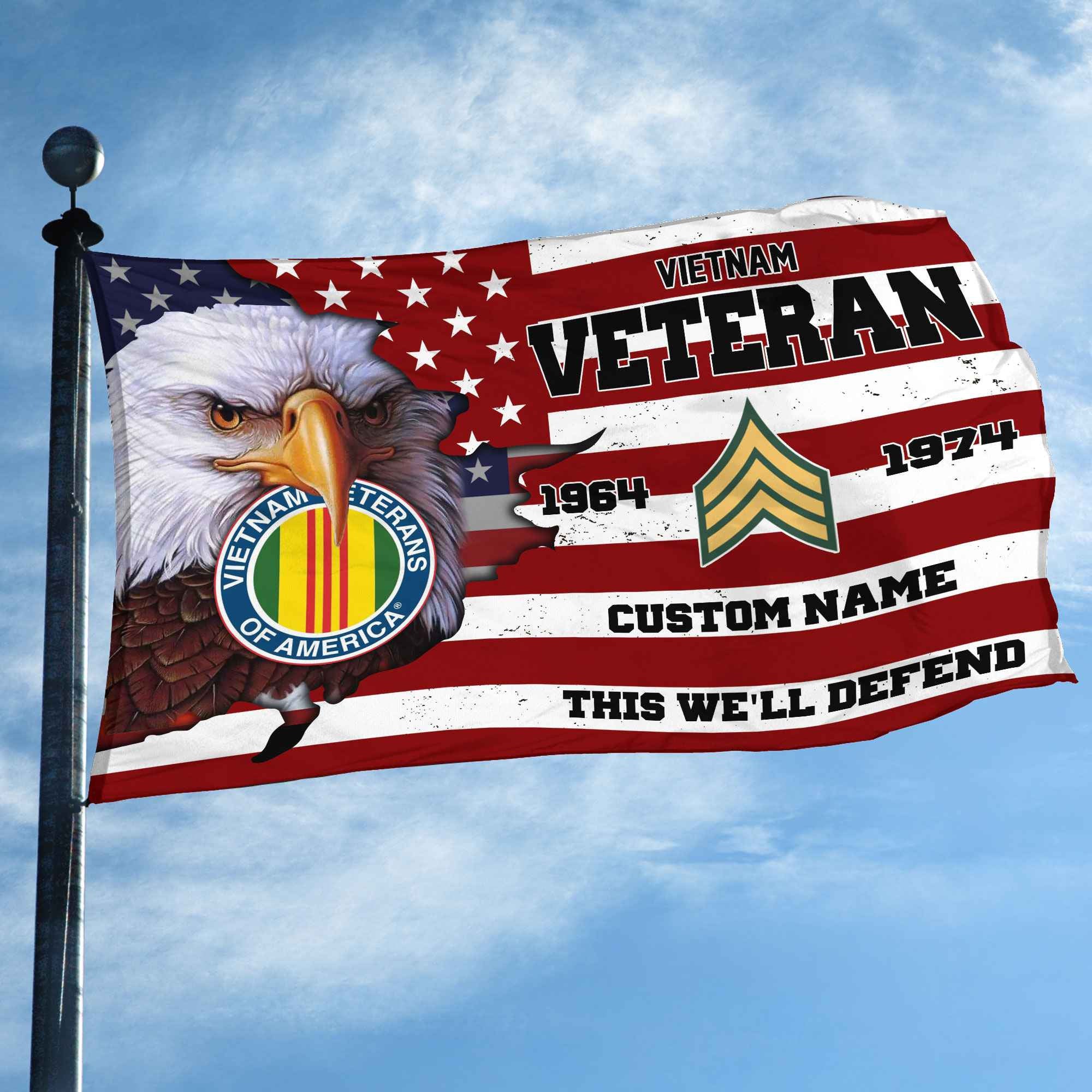 Premium Custom Vietnam Veteran Grommet Flag, Gifts For Vietnam Veteran, Best Gifts On Father's Day, Armed Forces Day, Independence Day, Veterans Day.