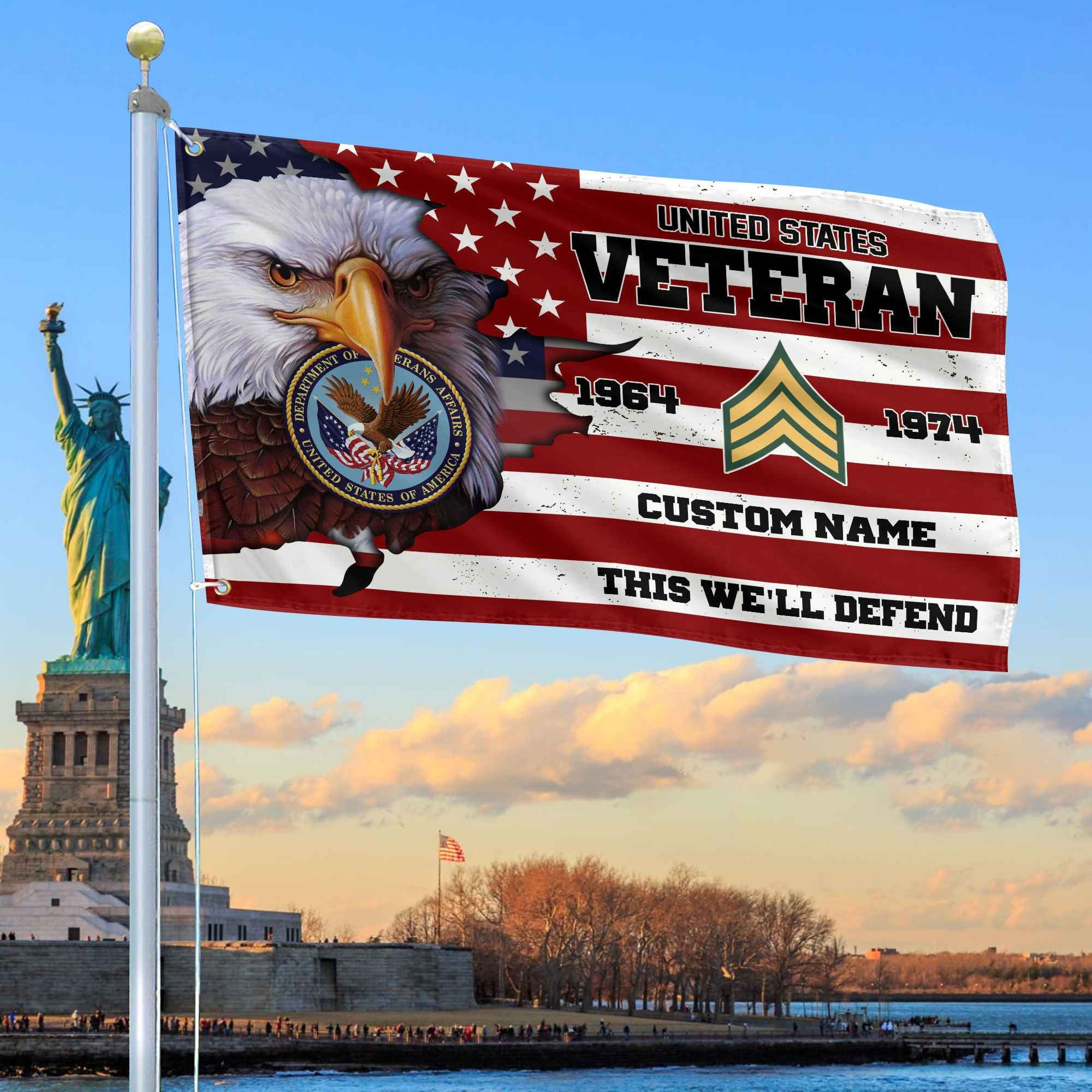 Premium Custom US Veteran Grommet Flag, Gifts For US Veteran, Best Gifts On Father's Day, Armed Forces Day, Independence Day, Veterans Day.