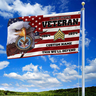 Premium Custom US Veteran Grommet Flag, Gifts For US Veteran, Best Gifts On Father's Day, Armed Forces Day, Independence Day, Veterans Day.