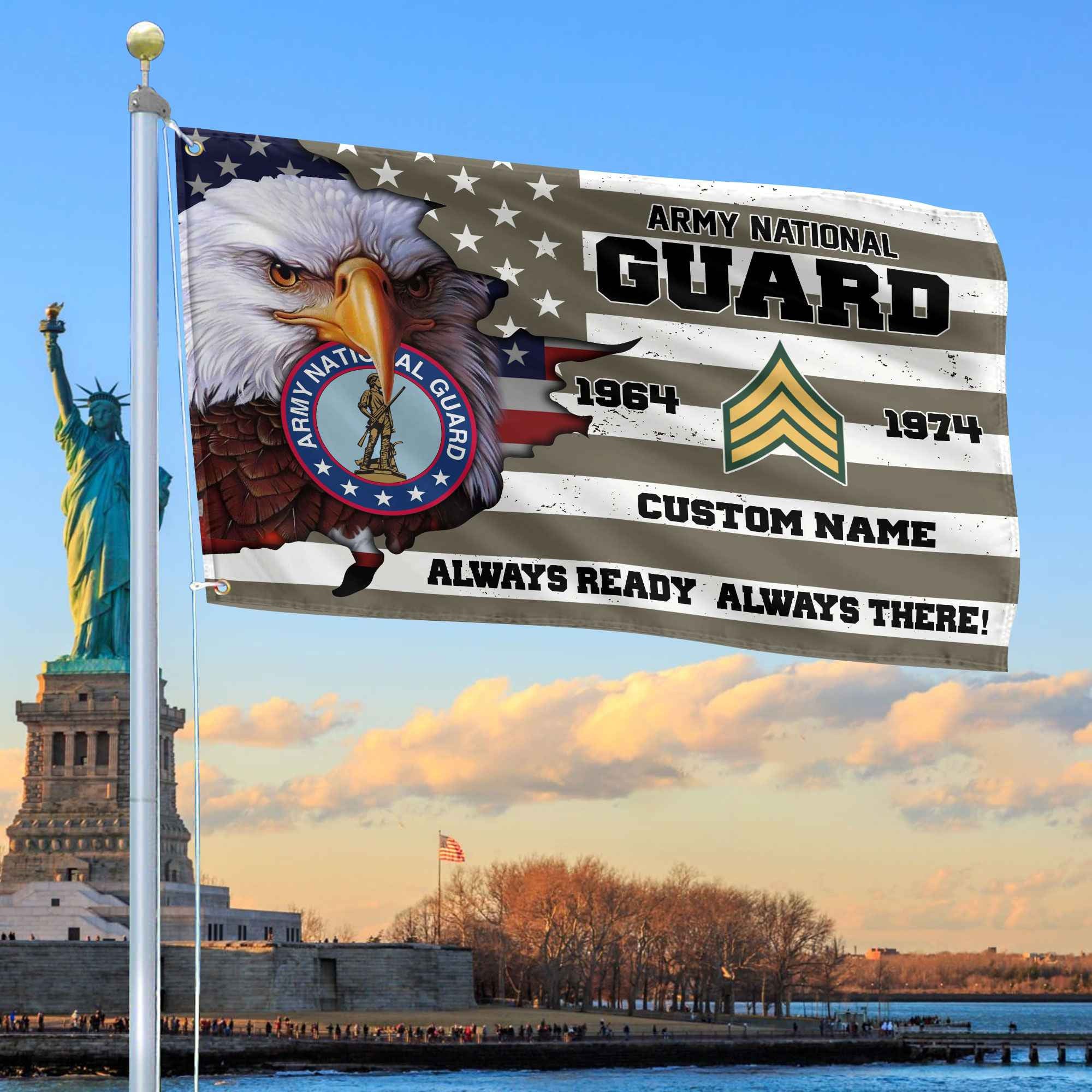 Premium Custom US Army National Guard Grommet Flag, Gifts For Army National Guard Veteran, Best Gifts On Father's Day, Armed Forces Day, Independence Day, Veterans Day.