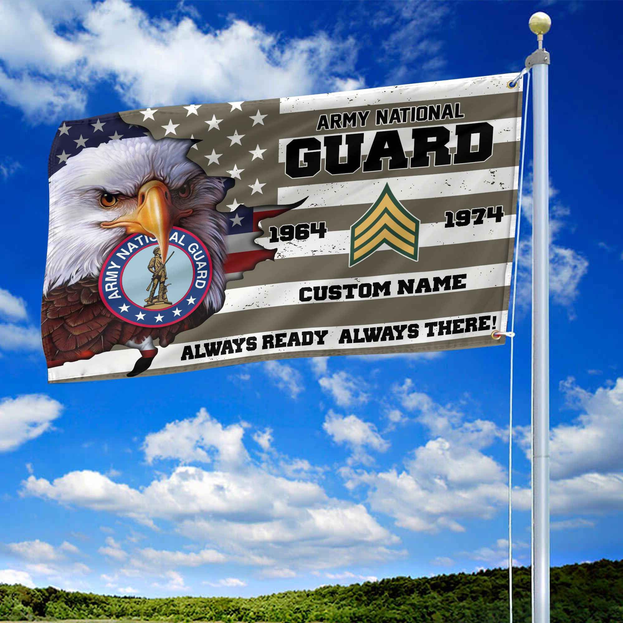 Premium Custom US Army National Guard Grommet Flag, Gifts For Army National Guard Veteran, Best Gifts On Father's Day, Armed Forces Day, Independence Day, Veterans Day.