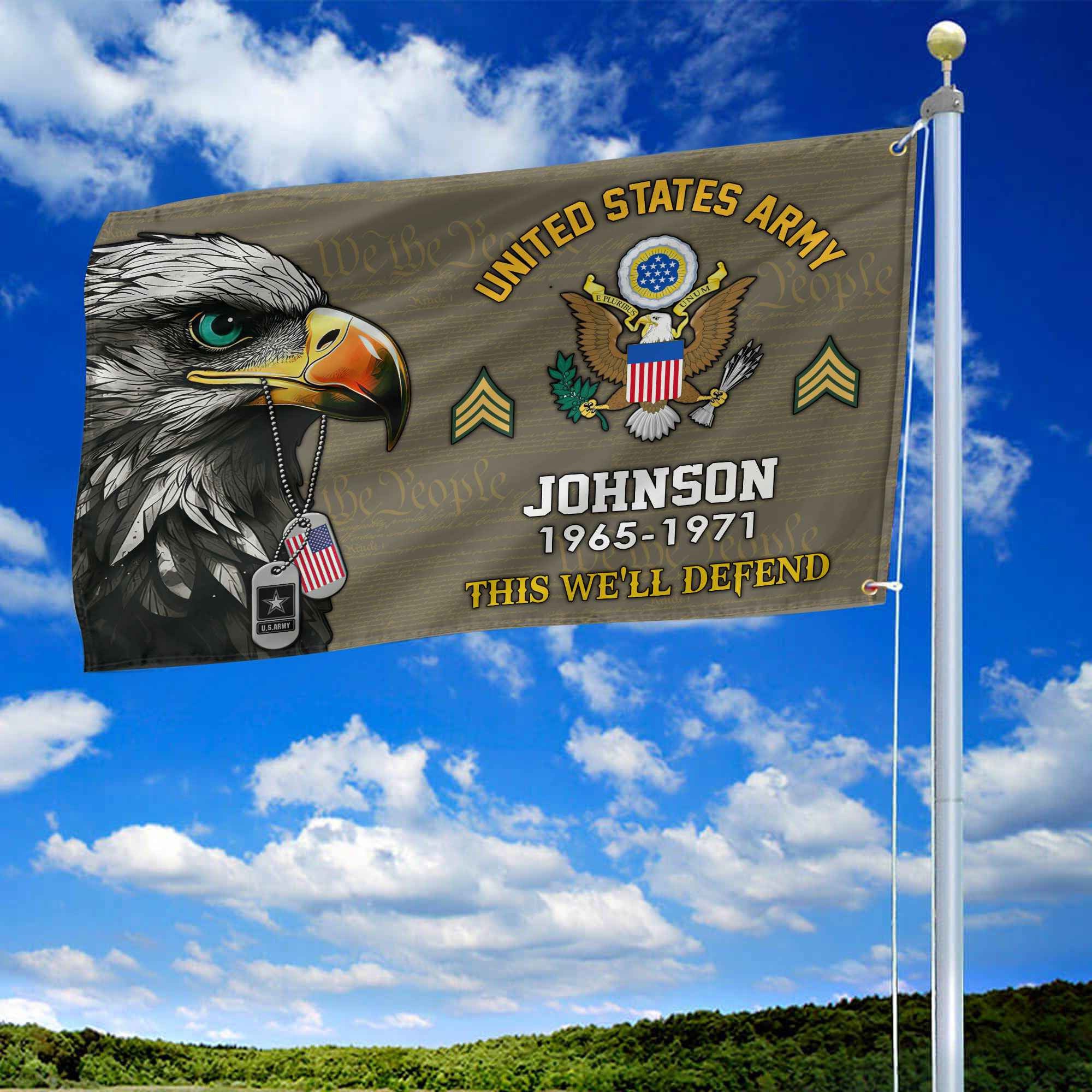 US Army Custom Grommet Flag, Gifts For Army Veteran, Best Gifts On Father's Day, Armed Forces Day, Independence Day, Veterans Day.