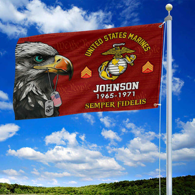USMC Custom Grommet Flag, Gifts For Marine Veteran, Best Gifts On Father's Day, Armed Forces Day, Independence Day, Veterans Day.