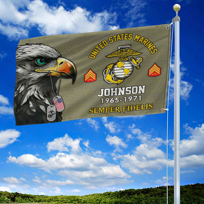 USMC Custom Grommet Flag, Gifts For Marine Veteran, Best Gifts On Father's Day, Armed Forces Day, Independence Day, Veterans Day.