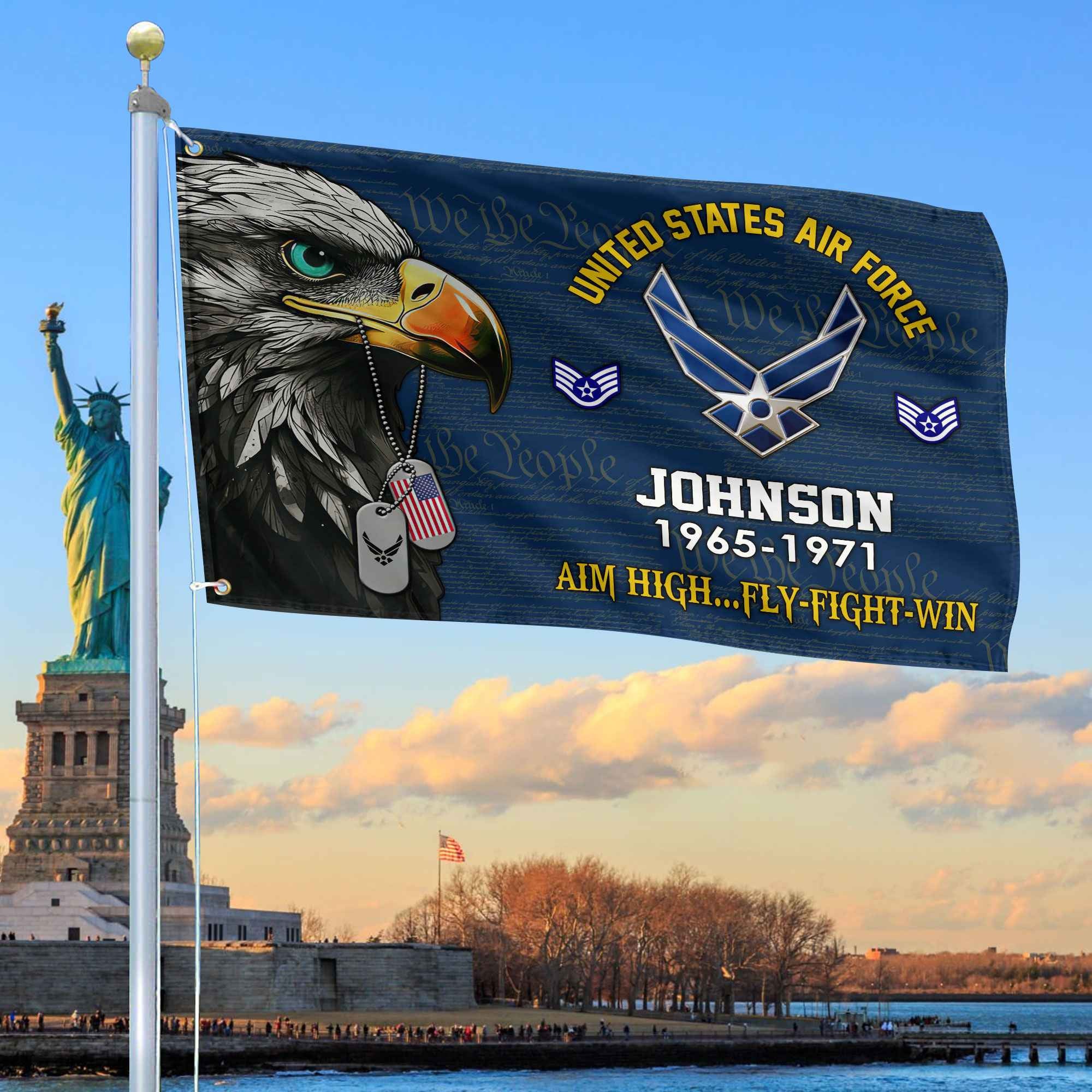 USAF Custom Grommet Flag, Gifts For Air Force Veteran, Best Gifts On Father's Day, Armed Forces Day, Independence Day, Veterans Day.