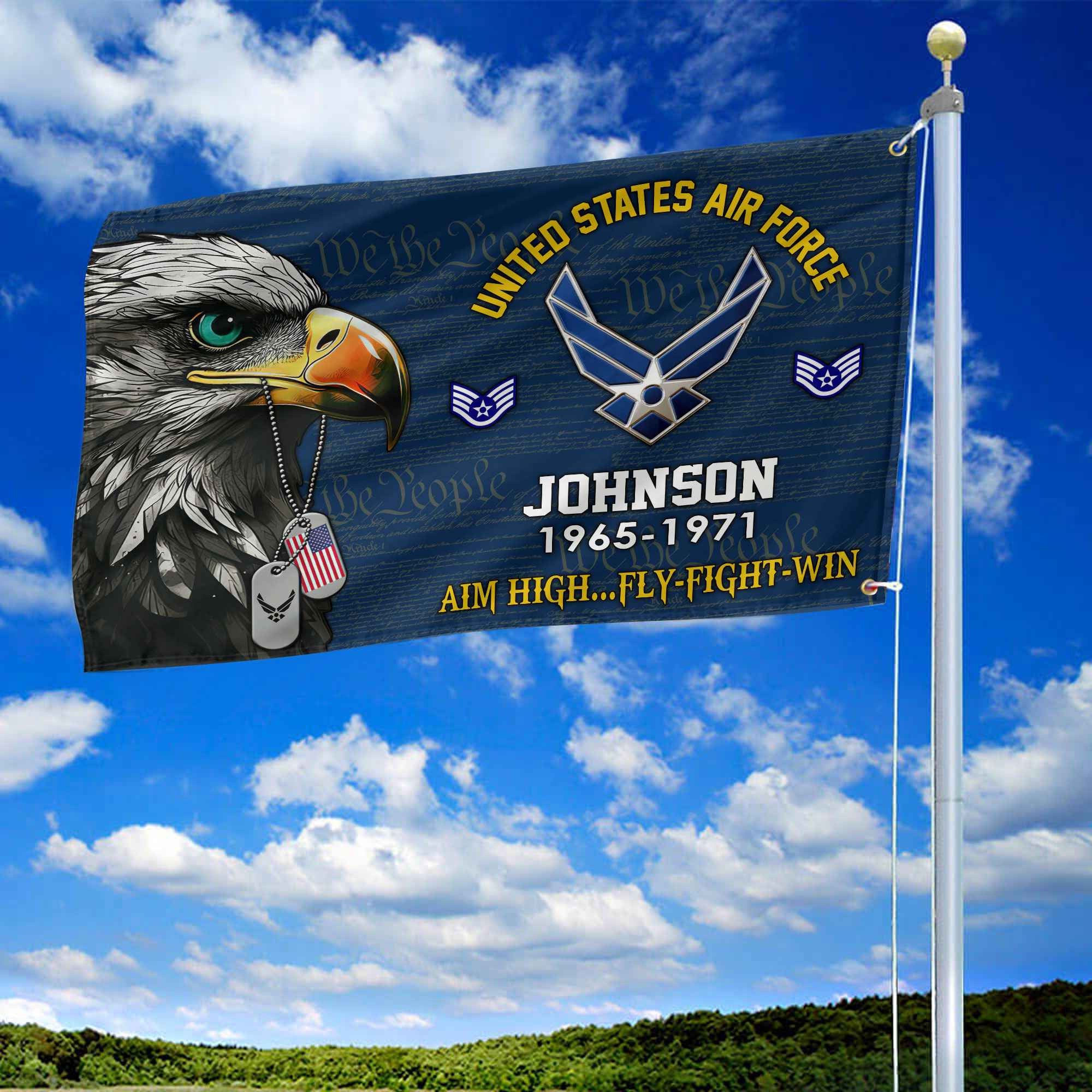 USAF Custom Grommet Flag, Gifts For Air Force Veteran, Best Gifts On Father's Day, Armed Forces Day, Independence Day, Veterans Day.