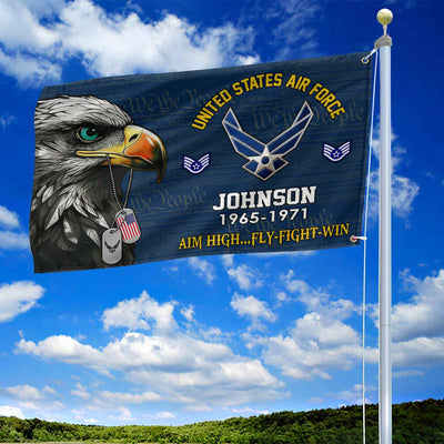USAF Custom Grommet Flag, Gifts For Air Force Veteran, Best Gifts On Father's Day, Armed Forces Day, Independence Day, Veterans Day.