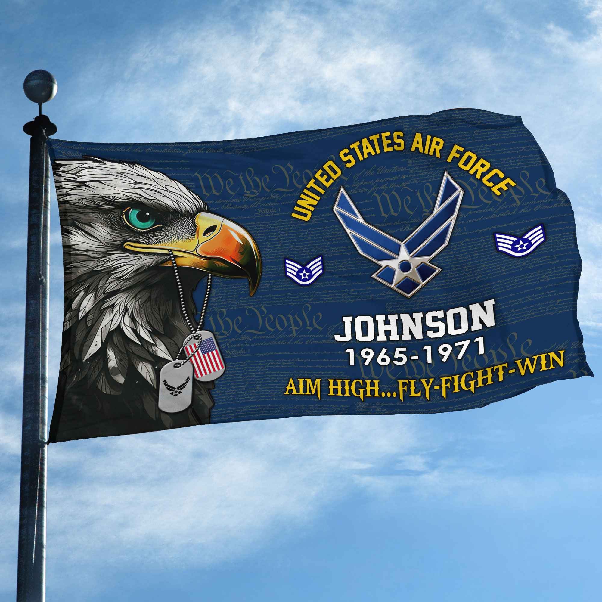 USAF Custom Grommet Flag, Gifts For Air Force Veteran, Best Gifts On Father's Day, Armed Forces Day, Independence Day, Veterans Day.