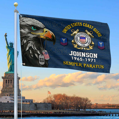 USCG Custom Grommet Flag, Gifts For Coast Guard Veteran, Best Gifts On Father's Day, Armed Forces Day, Independence Day, Veterans Day.