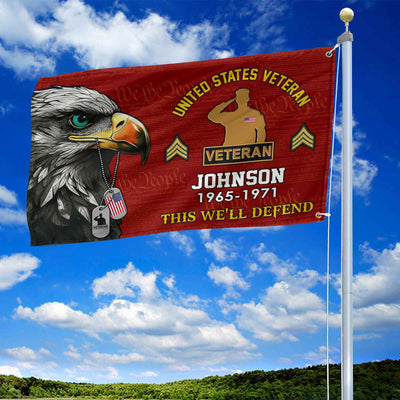 US Veteran Custom Grommet Flag, Gifts For US Veteran, Best Gifts On Father's Day, Armed Forces Day, Independence Day, Veterans Day.