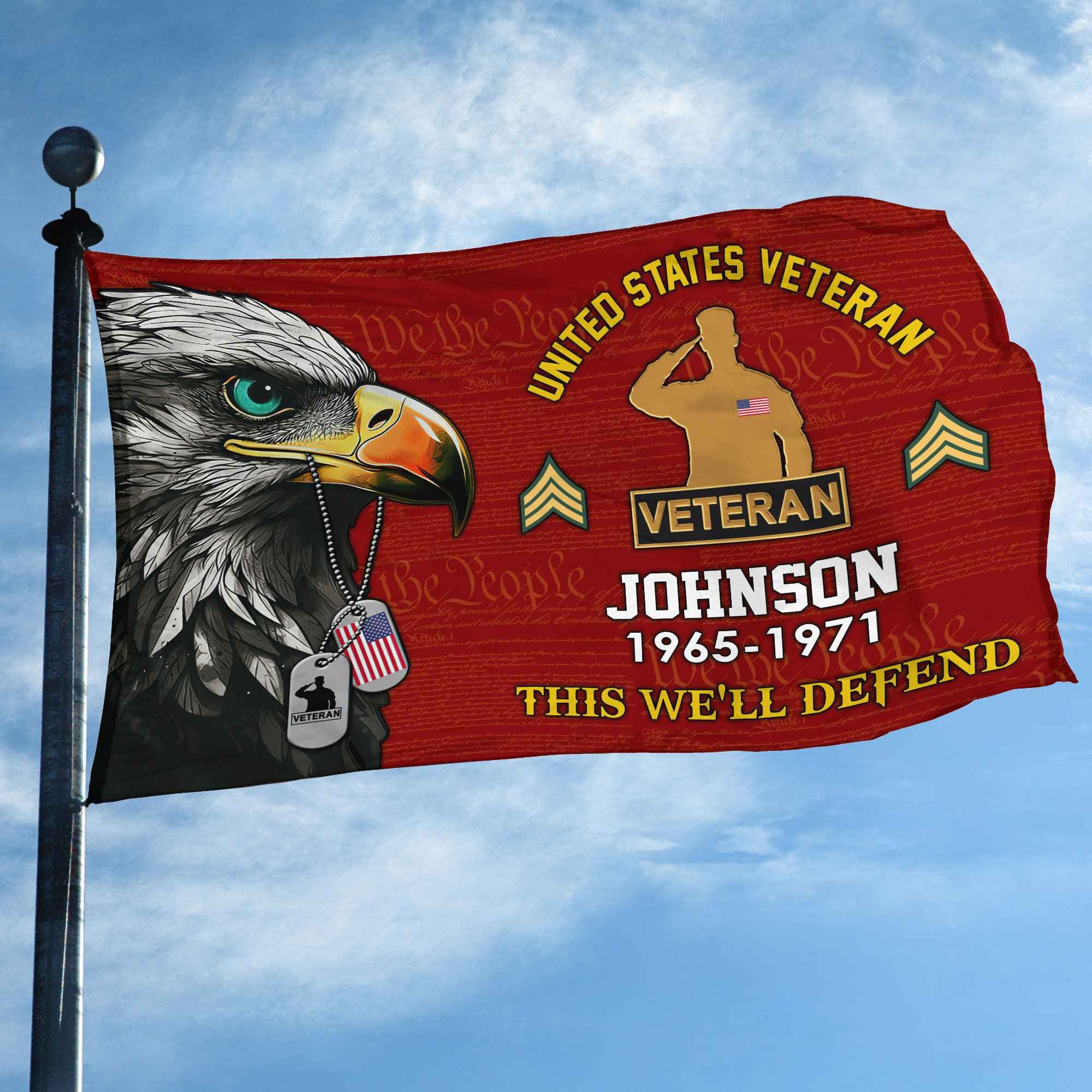US Veteran Custom Grommet Flag, Gifts For US Veteran, Best Gifts On Father's Day, Armed Forces Day, Independence Day, Veterans Day.