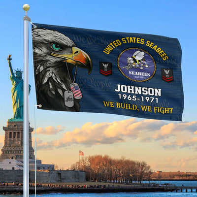 US Seabees Custom Grommet Flag, Gifts For Seabees Veteran, Best Gifts On Father's Day, Armed Forces Day, Independence Day, Veterans Day.