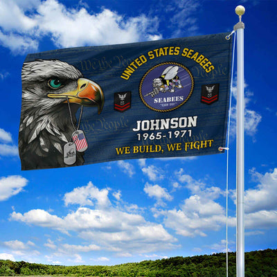 US Seabees Custom Grommet Flag, Gifts For Seabees Veteran, Best Gifts On Father's Day, Armed Forces Day, Independence Day, Veterans Day.