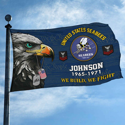 US Seabees Custom Grommet Flag, Gifts For Seabees Veteran, Best Gifts On Father's Day, Armed Forces Day, Independence Day, Veterans Day.