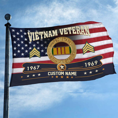 Premium Vietnam Veteran Grommet Flag, Custom Name, Rank, Year, Gifts For Vietnam Veteran, Best Gifts On Father's Day, Armed Forces Day, Independence Day, Veterans Day.