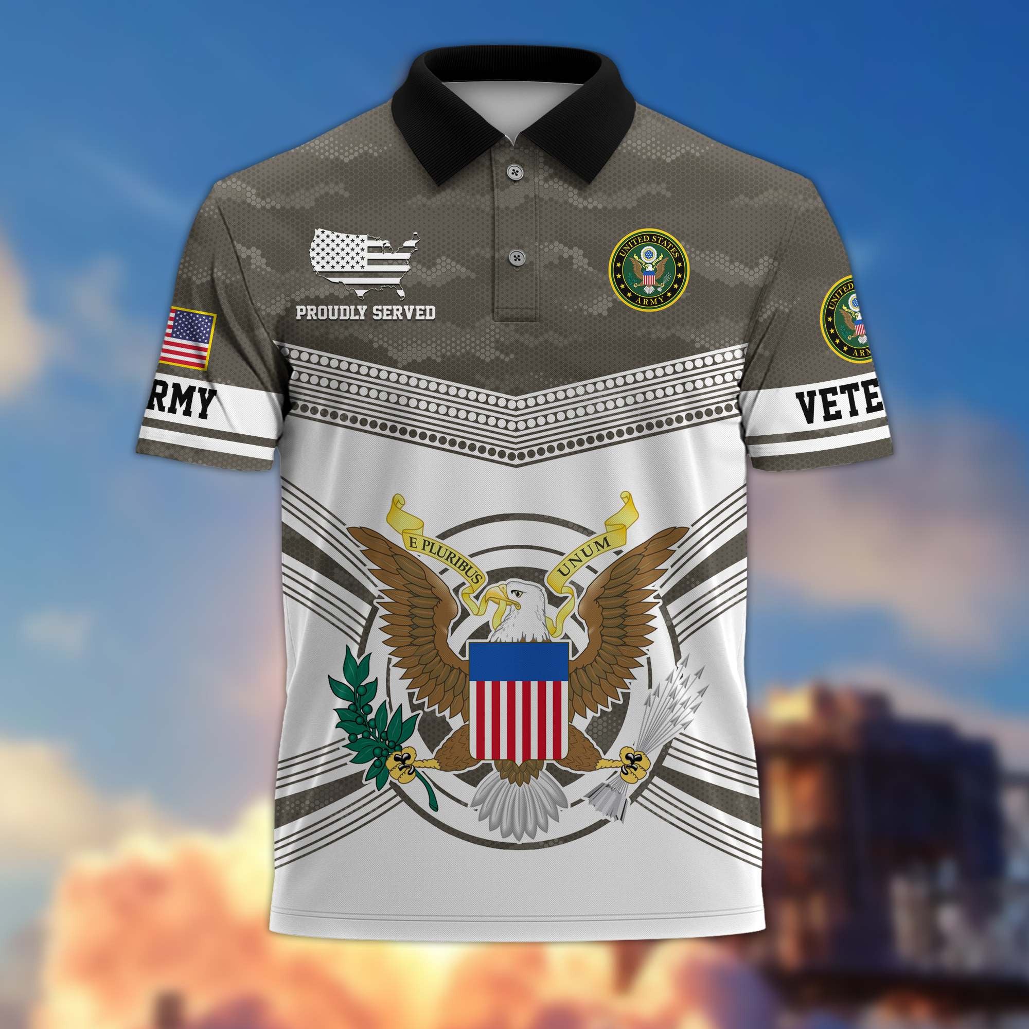 Premium US Veterans Polo Shirt, Gifts For US Veterans, Gifts On Father's Day, Independence Day, Armed Forces Day, Veterans Day.