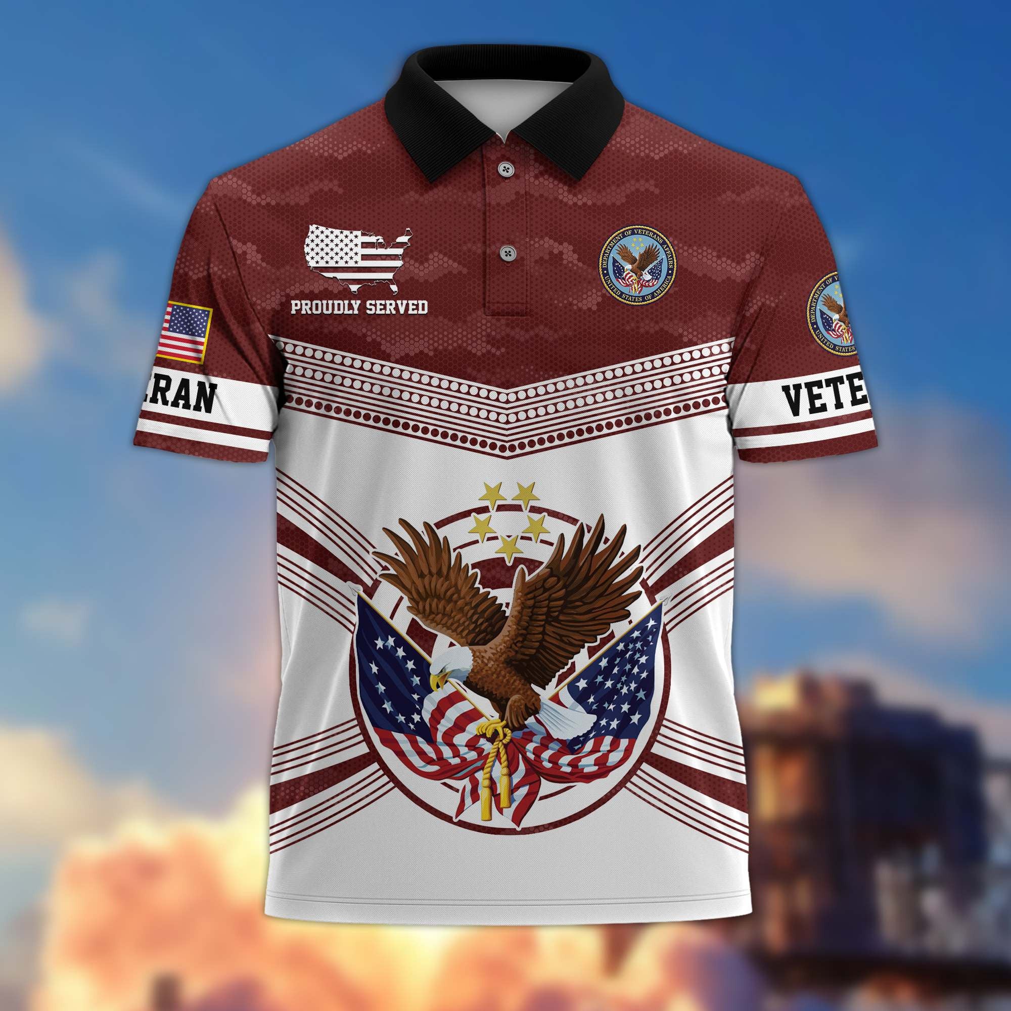 Premium US Veterans Polo Shirt, Gifts For US Veterans, Gifts On Father's Day, Independence Day, Armed Forces Day, Veterans Day.