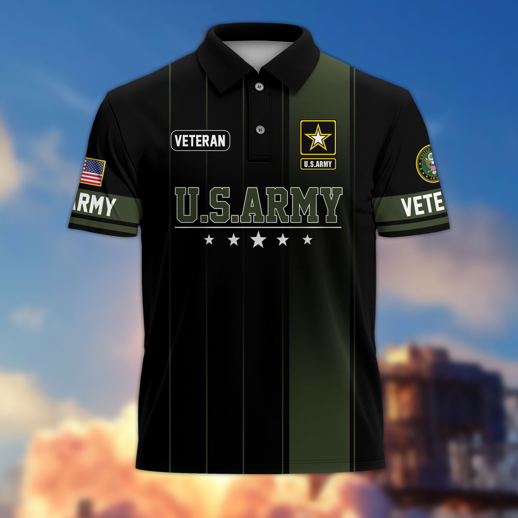 Premium US Veterans Polo Shirt, Gifts For US Veterans, Gifts On Father's Day, Independence Day, Armed Forces Day, Veterans Day.