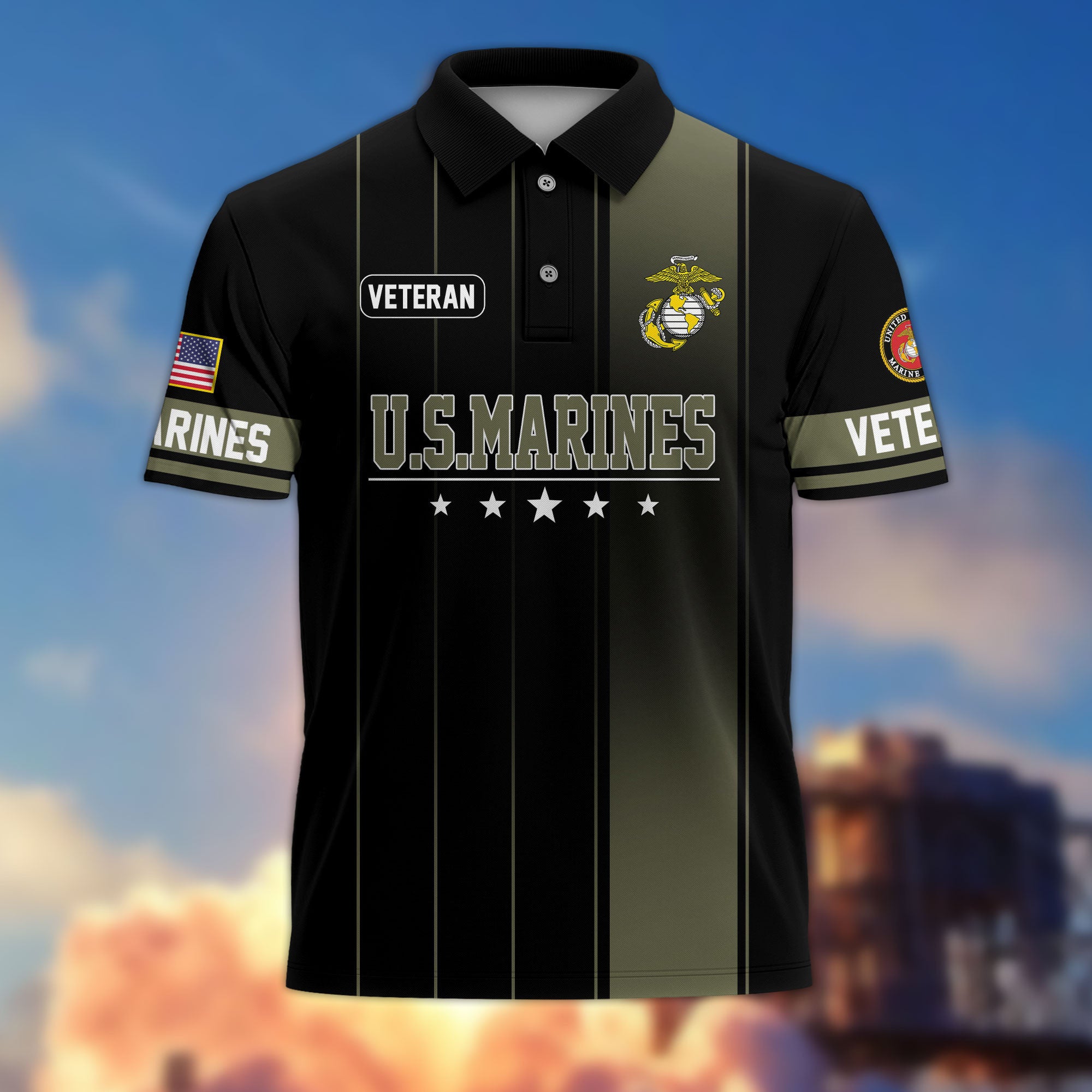 Premium US Veterans Polo Shirt, Gifts For US Veterans, Gifts On Father's Day, Independence Day, Armed Forces Day, Veterans Day.