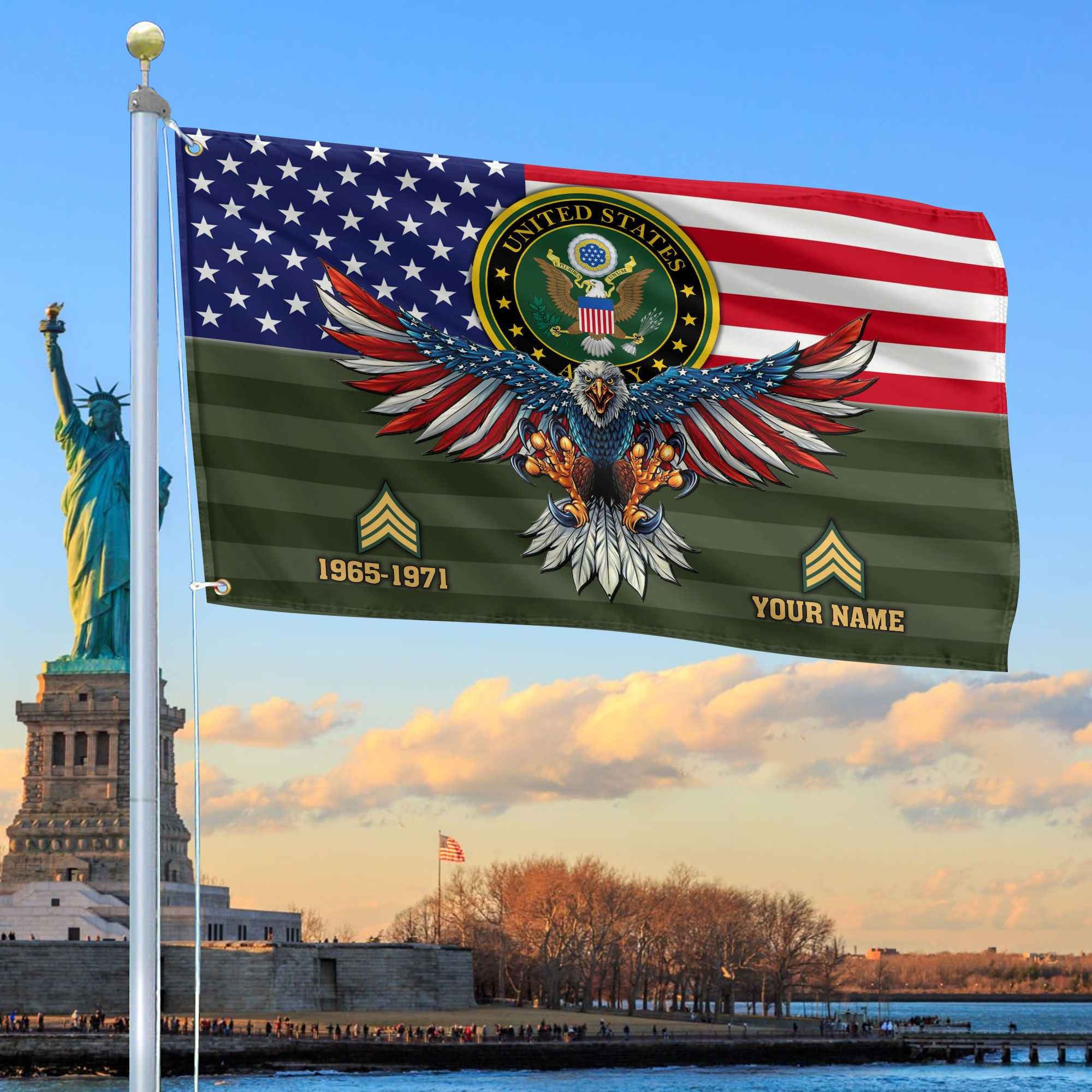Premium Custom US Army Grommet Flag, Gifts For Army Veteran, Gifts For Dad, For Husband, Best Gifts On Father's Day, Armed Forces Day, Independence Day, Veterans Day.