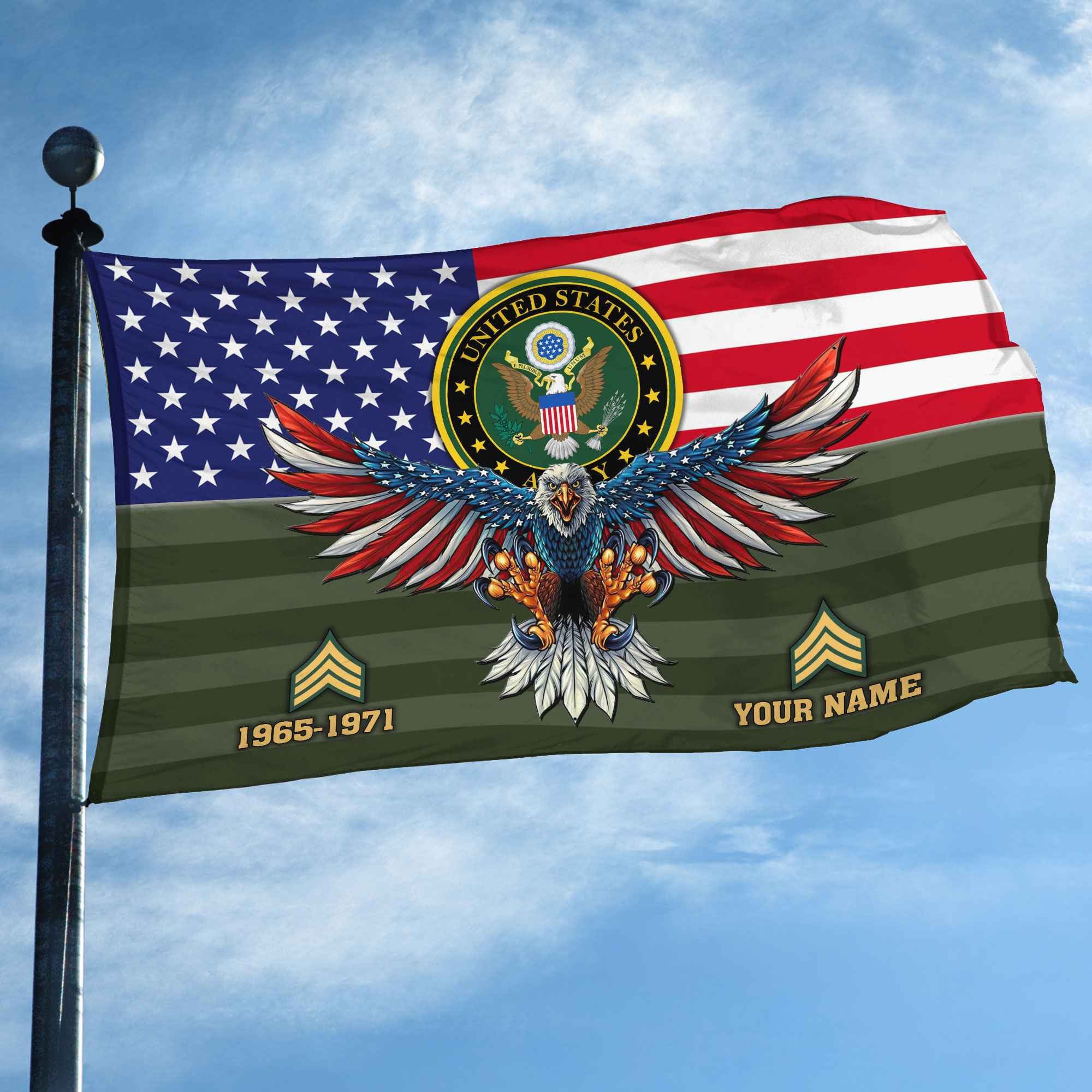 Premium Custom US Army Grommet Flag, Gifts For Army Veteran, Gifts For Dad, For Husband, Best Gifts On Father's Day, Armed Forces Day, Independence Day, Veterans Day.