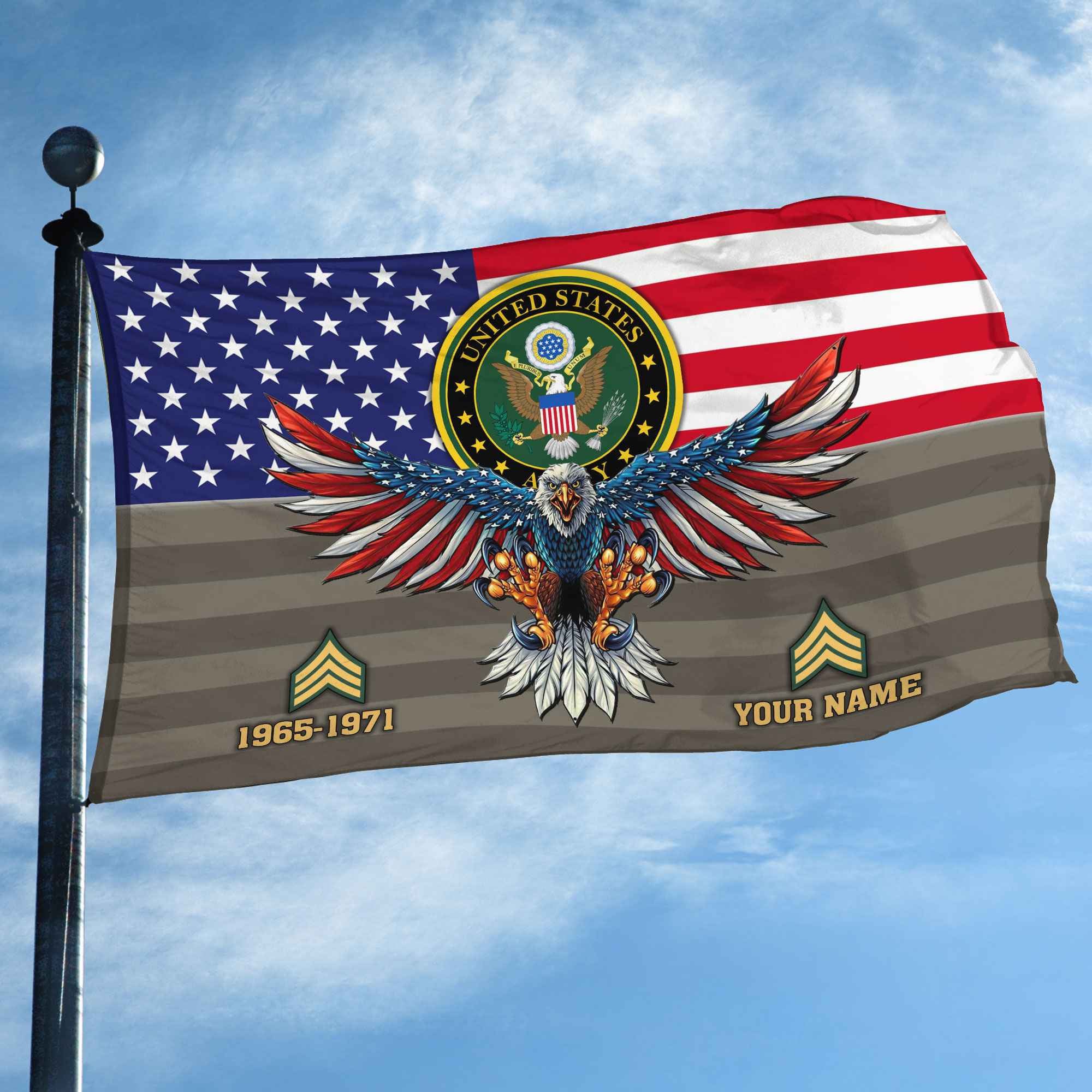 Premium Custom US Army Grommet Flag, Gifts For Army Veteran, Gifts For Dad, For Husband, Best Gifts On Father's Day, Armed Forces Day, Independence Day, Veterans Day.
