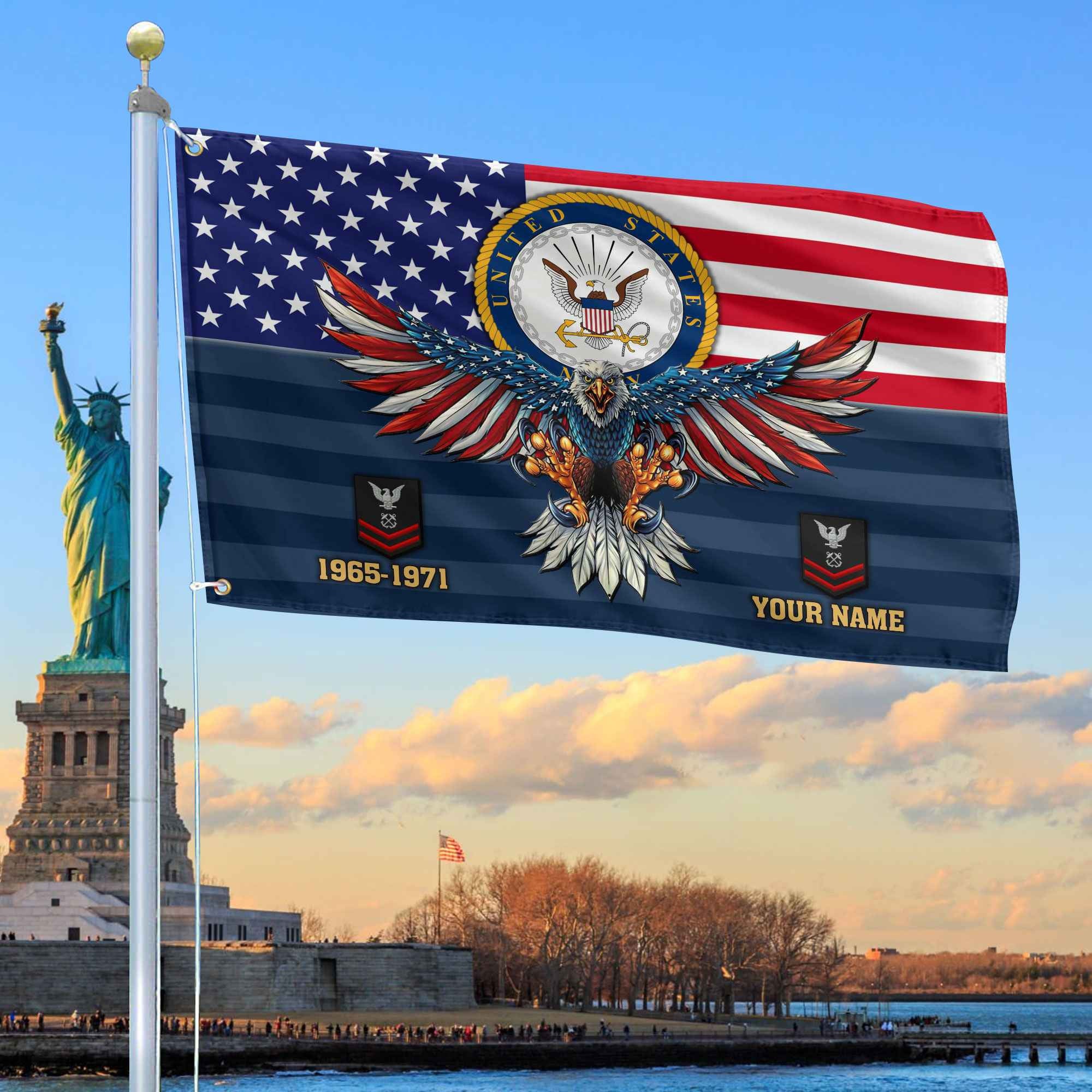 Premium Custom US Navy Grommet Flag, Gifts For Navy Veteran, Gifts For Dad, For Husband, Best Gifts On Father's Day, Armed Forces Day, Independence Day, Veterans Day.