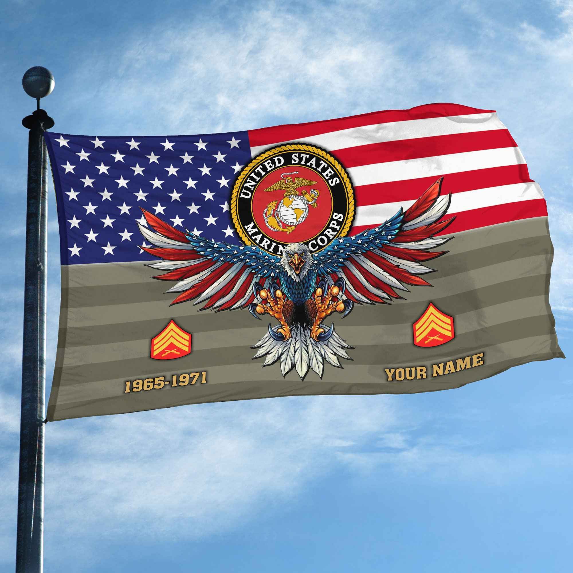 Premium Custom USMC Grommet Flag, Gifts For Marine Veteran, Gifts For Dad, For Husband, Best Gifts On Father's Day, Armed Forces Day, Independence Day, Veterans Day.