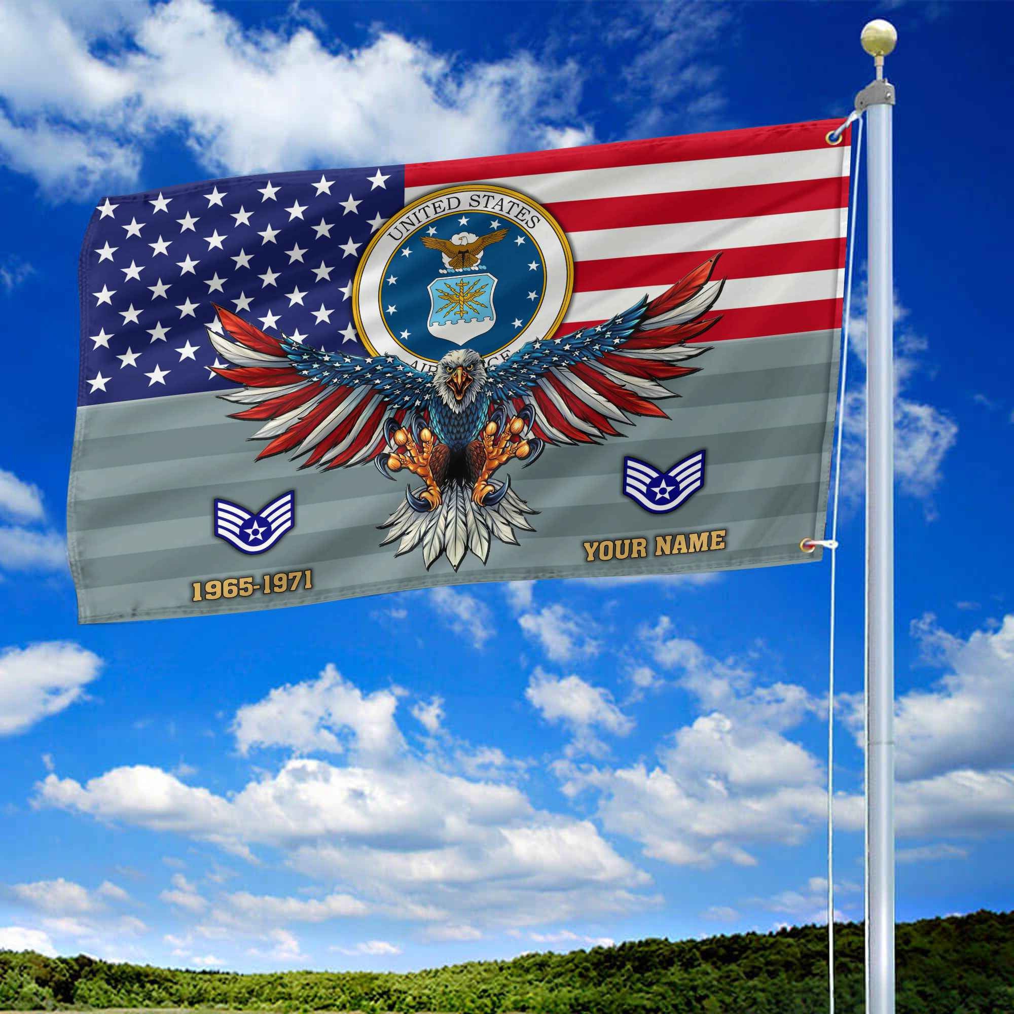 Premium Custom USAF Grommet Flag, Gifts For Air Force Veteran, Gifts For Dad, For Husband, Best Gifts On Father's Day, Armed Forces Day, Independence Day, Veterans Day.